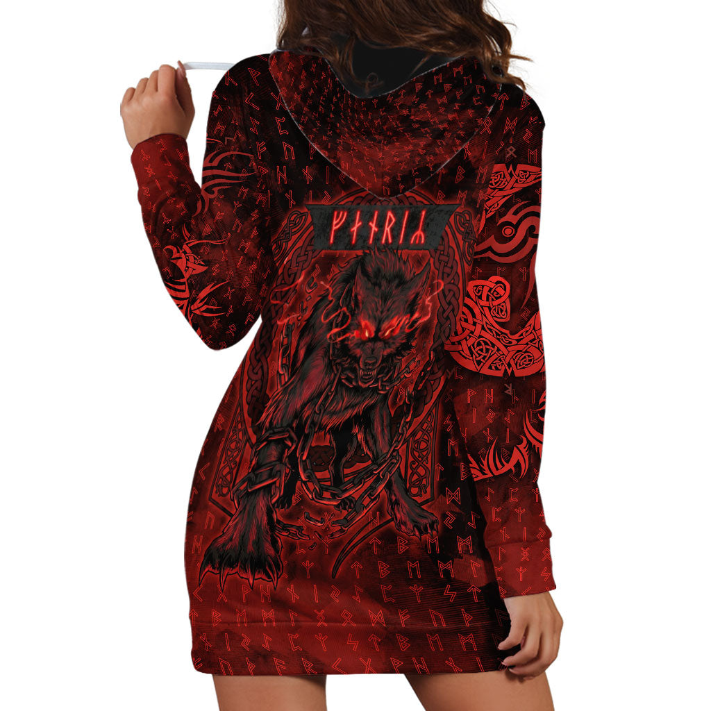 Fenrir Norse Wolf Hoodie Dress Viking Runic Celtic Knot Dark Art