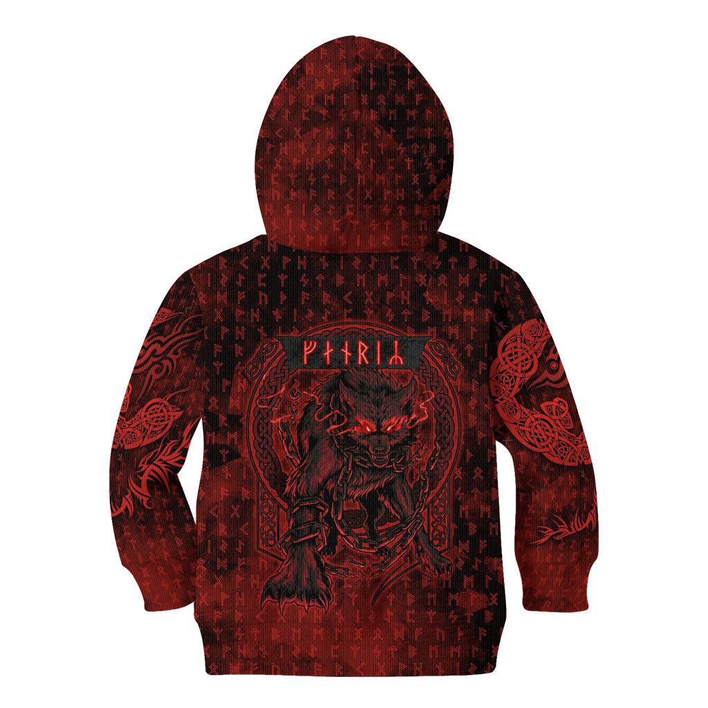 Fenrir Norse Wolf Kid Hoodie Viking Runic Celtic Knot Dark Art