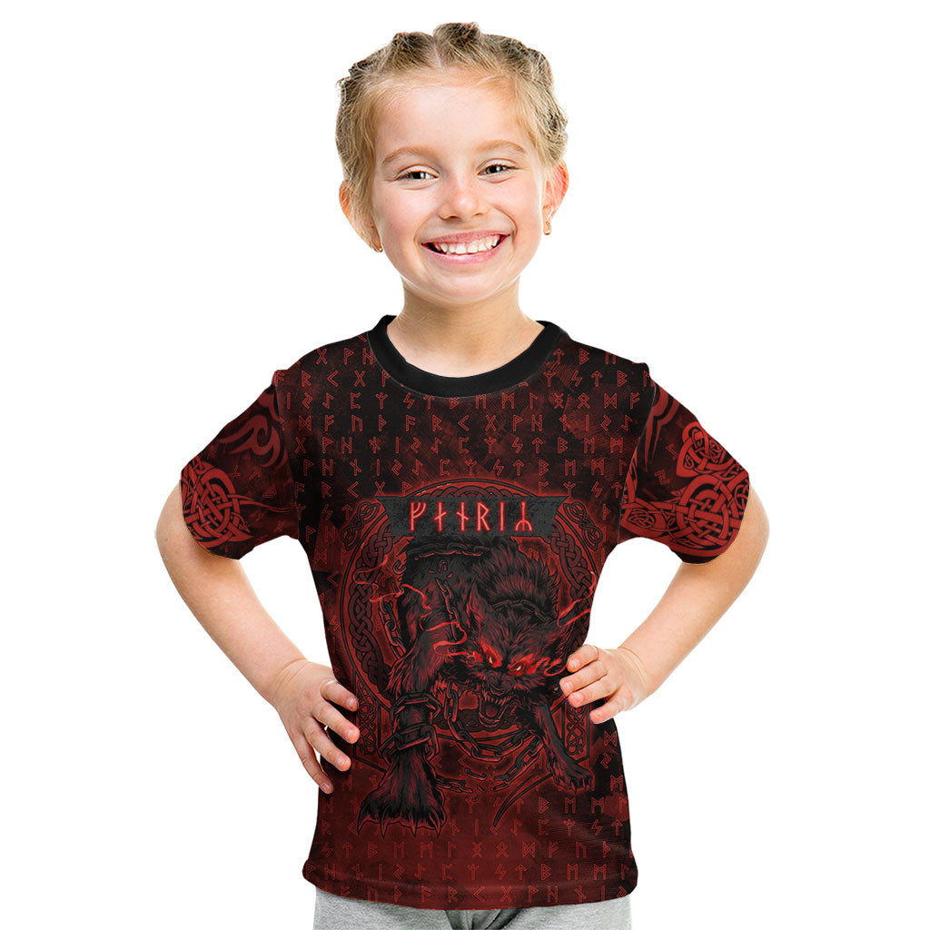 Fenrir Norse Wolf Kid T Shirt Viking Runic Celtic Knot Dark Art