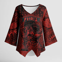 Fenrir Norse Wolf Kimono Sleeve Blouse Viking Runic Celtic Knot Dark Art