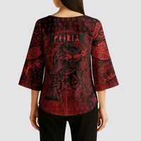 Fenrir Norse Wolf Kimono Sleeve Blouse Viking Runic Celtic Knot Dark Art