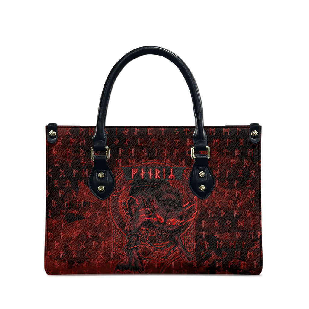 Fenrir Norse Wolf Leather Bag Viking Runic Celtic Knot Dark Art