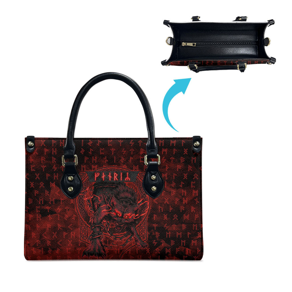 Fenrir Norse Wolf Leather Bag Viking Runic Celtic Knot Dark Art