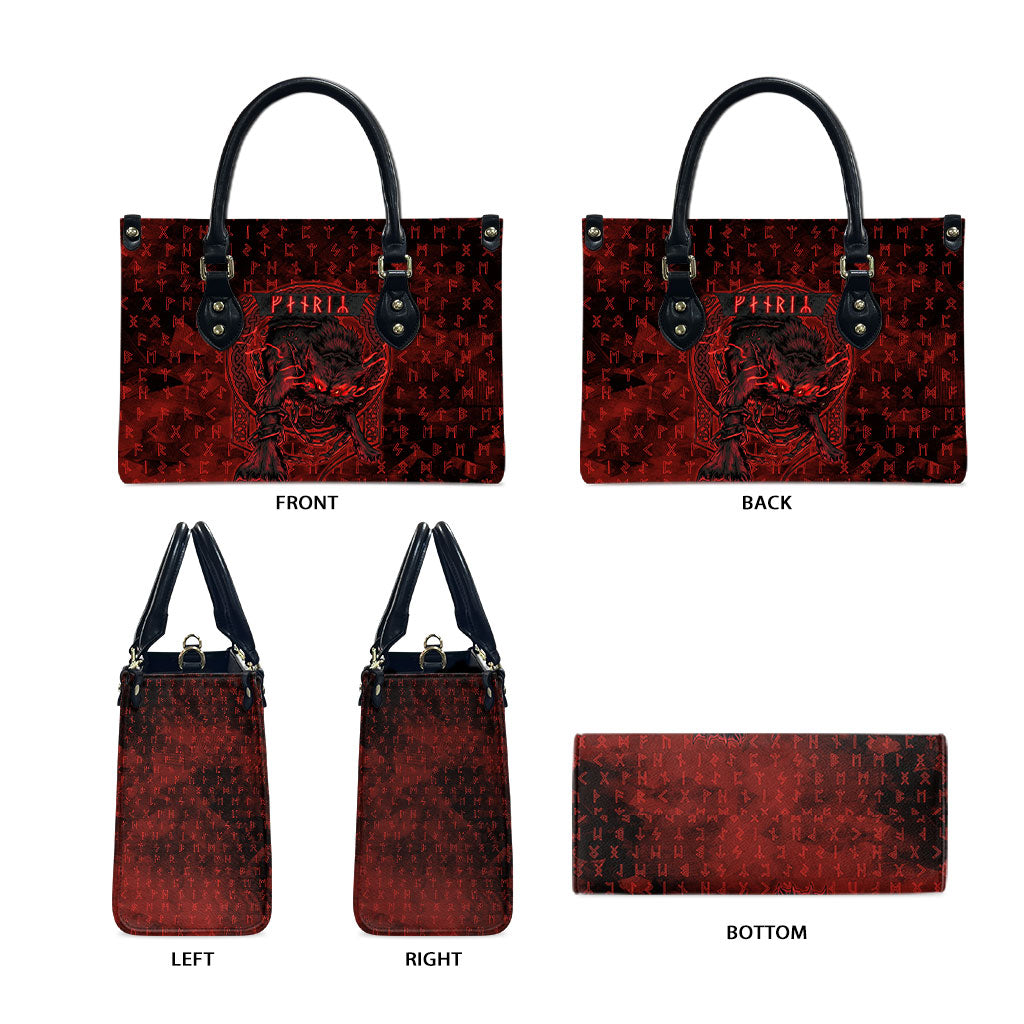 Fenrir Norse Wolf Leather Bag Viking Runic Celtic Knot Dark Art