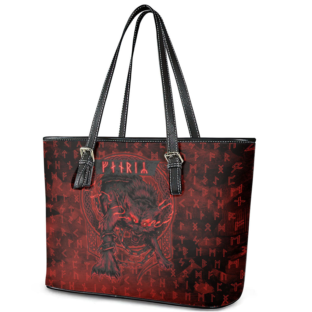 Fenrir Norse Wolf Leather Tote Bag Viking Runic Celtic Knot Dark Art