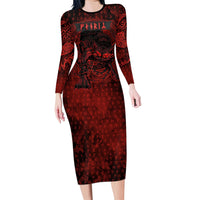 Fenrir Norse Wolf Long Sleeve Bodycon Dress Viking Runic Celtic Knot Dark Art