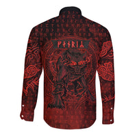 Fenrir Norse Wolf Long Sleeve Button Shirt Viking Runic Celtic Knot Dark Art