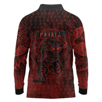Fenrir Norse Wolf Long Sleeve Polo Shirt Viking Runic Celtic Knot Dark Art