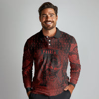 Fenrir Norse Wolf Long Sleeve Polo Shirt Viking Runic Celtic Knot Dark Art