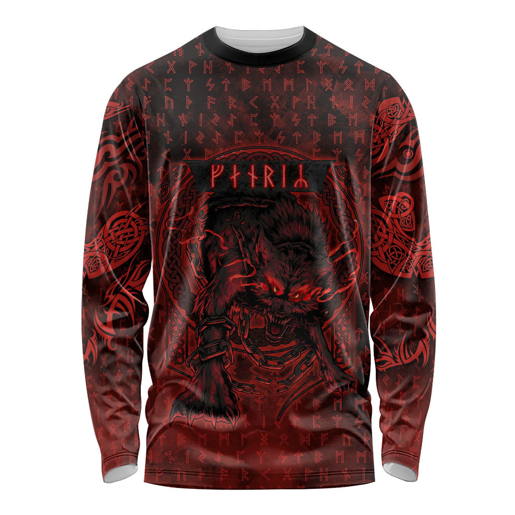 Fenrir Norse Wolf Long Sleeve Shirt Viking Runic Celtic Knot Dark Art