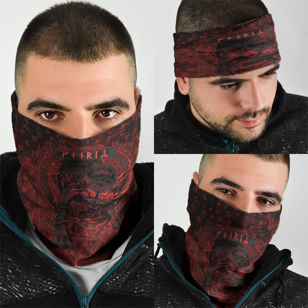 Fenrir Norse Wolf Neck Gaiter Viking Runic Celtic Knot Dark Art