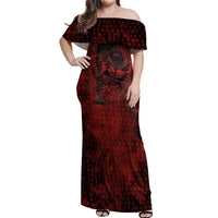 Fenrir Norse Wolf Off Shoulder Maxi Dress Viking Runic Celtic Knot Dark Art