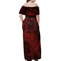 Fenrir Norse Wolf Off Shoulder Maxi Dress Viking Runic Celtic Knot Dark Art
