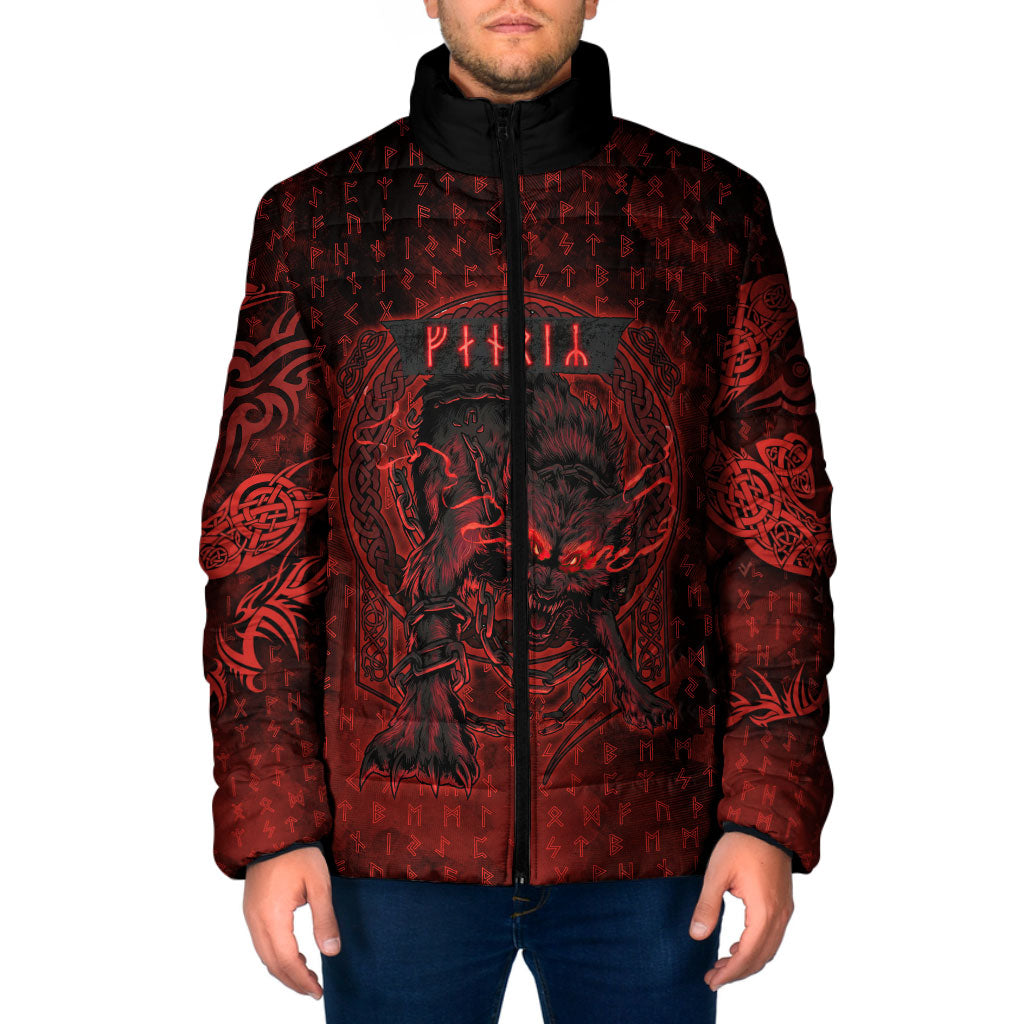 Fenrir Norse Wolf Padded Jacket Viking Runic Celtic Knot Dark Art