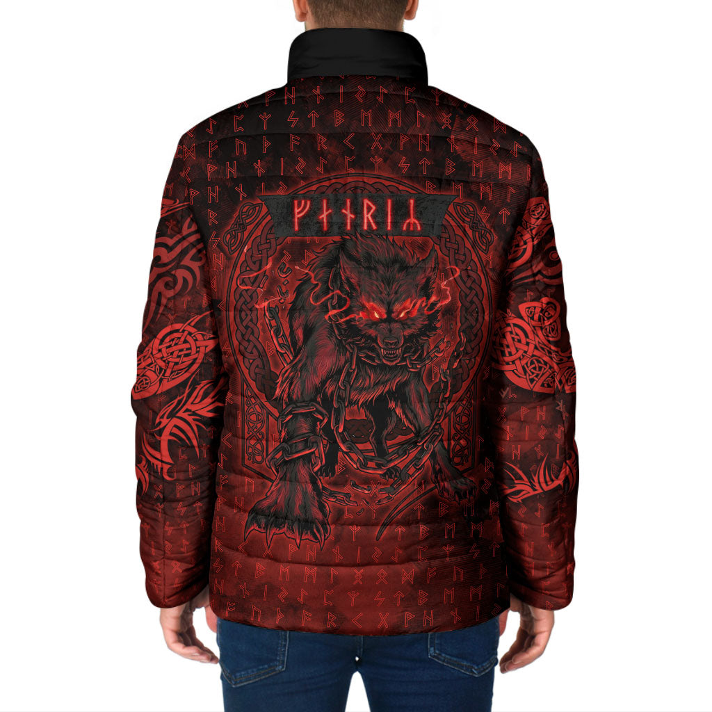 Fenrir Norse Wolf Padded Jacket Viking Runic Celtic Knot Dark Art