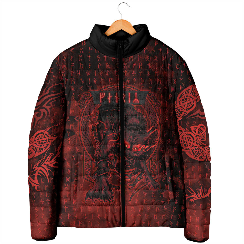Fenrir Norse Wolf Padded Jacket Viking Runic Celtic Knot Dark Art