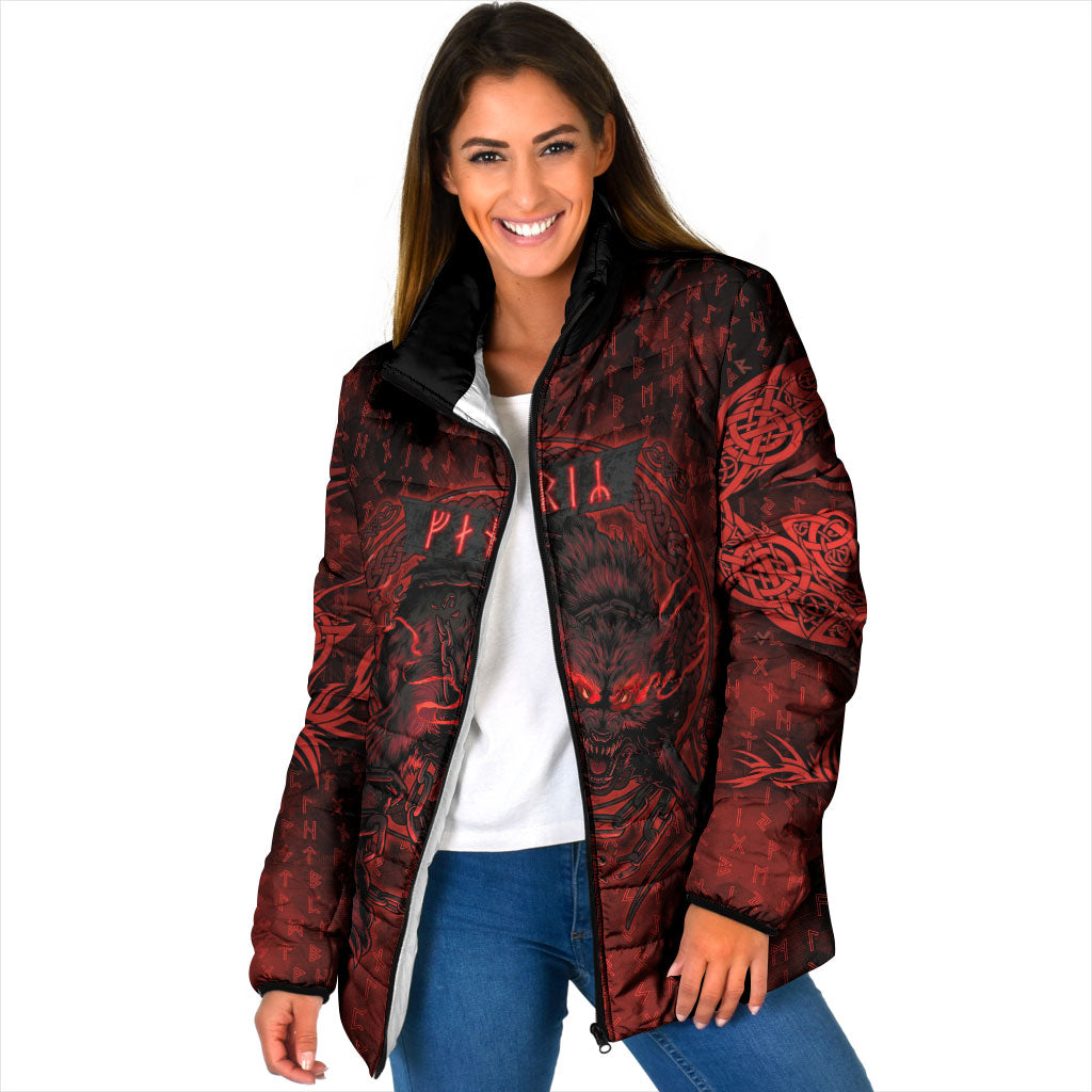 Fenrir Norse Wolf Padded Jacket Viking Runic Celtic Knot Dark Art