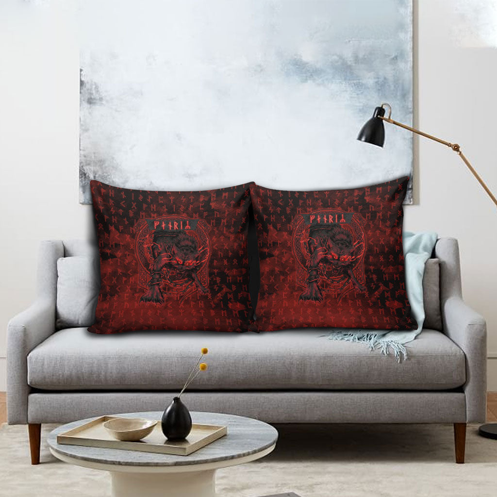 Fenrir Norse Wolf Pillow Cover Viking Runic Celtic Knot Dark Art