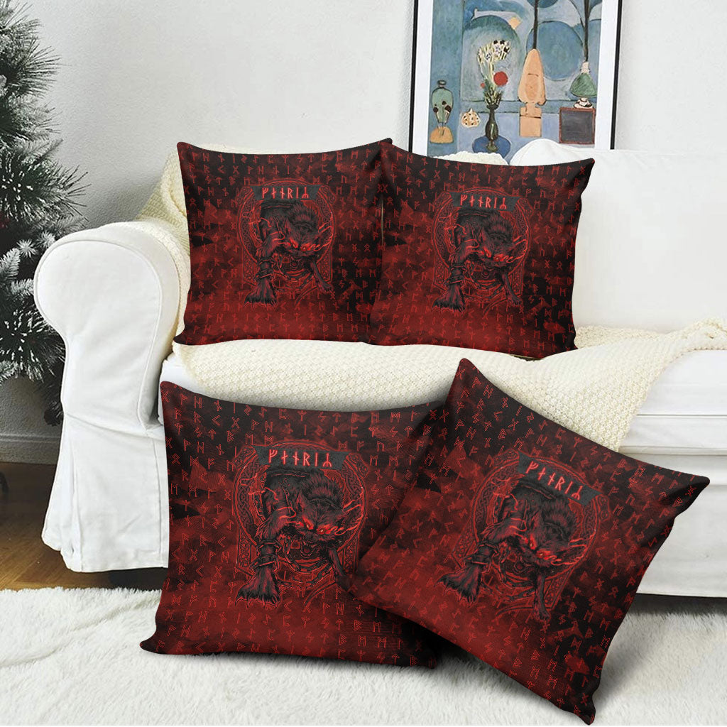 Fenrir Norse Wolf Pillow Cover Viking Runic Celtic Knot Dark Art