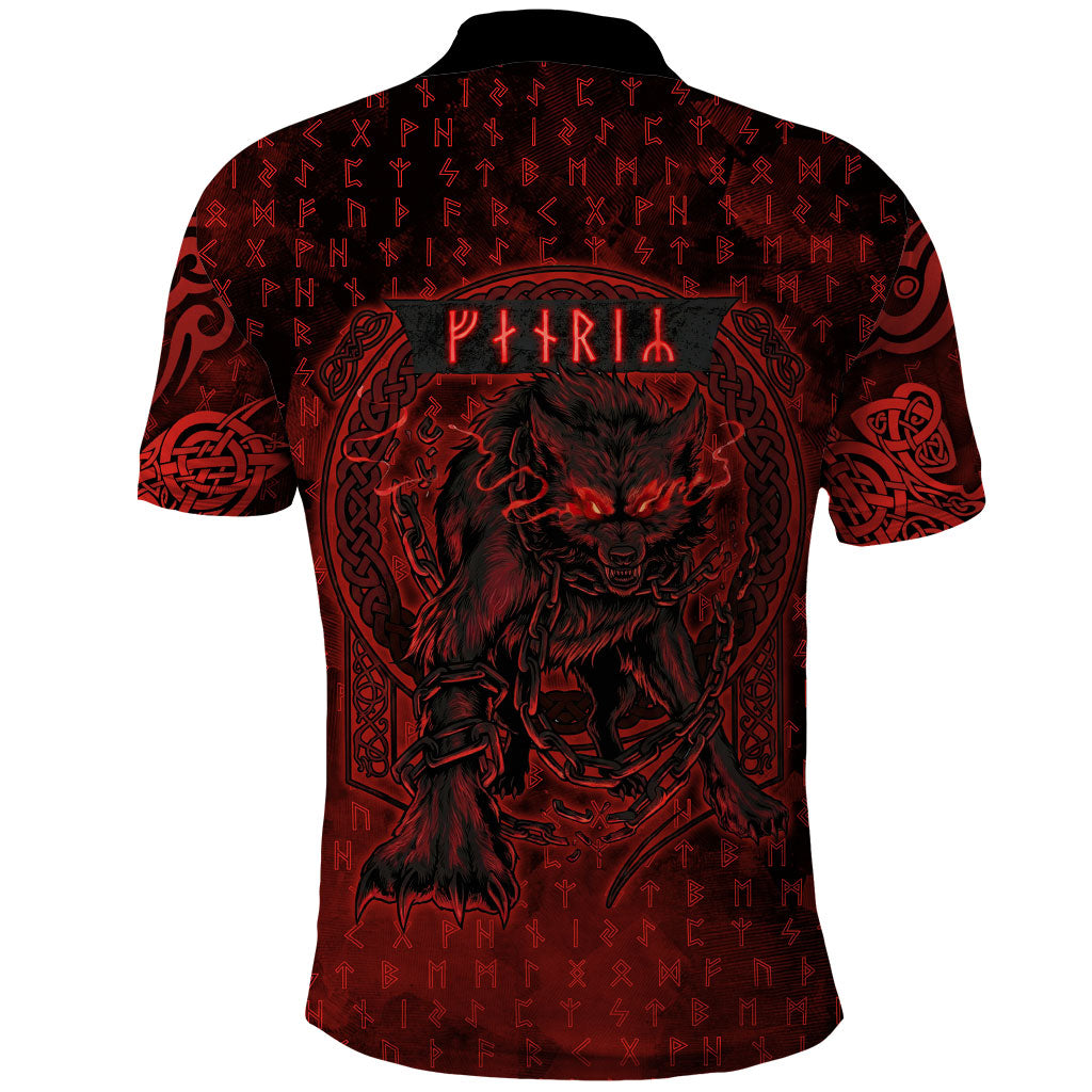 Fenrir Norse Wolf Polo Shirt Viking Runic Celtic Knot Dark Art
