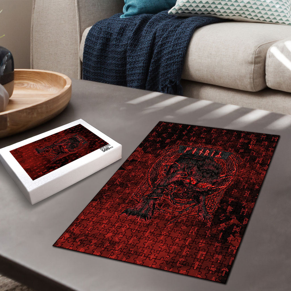 Fenrir Norse Wolf Puzzle Viking Runic Celtic Knot Dark Art