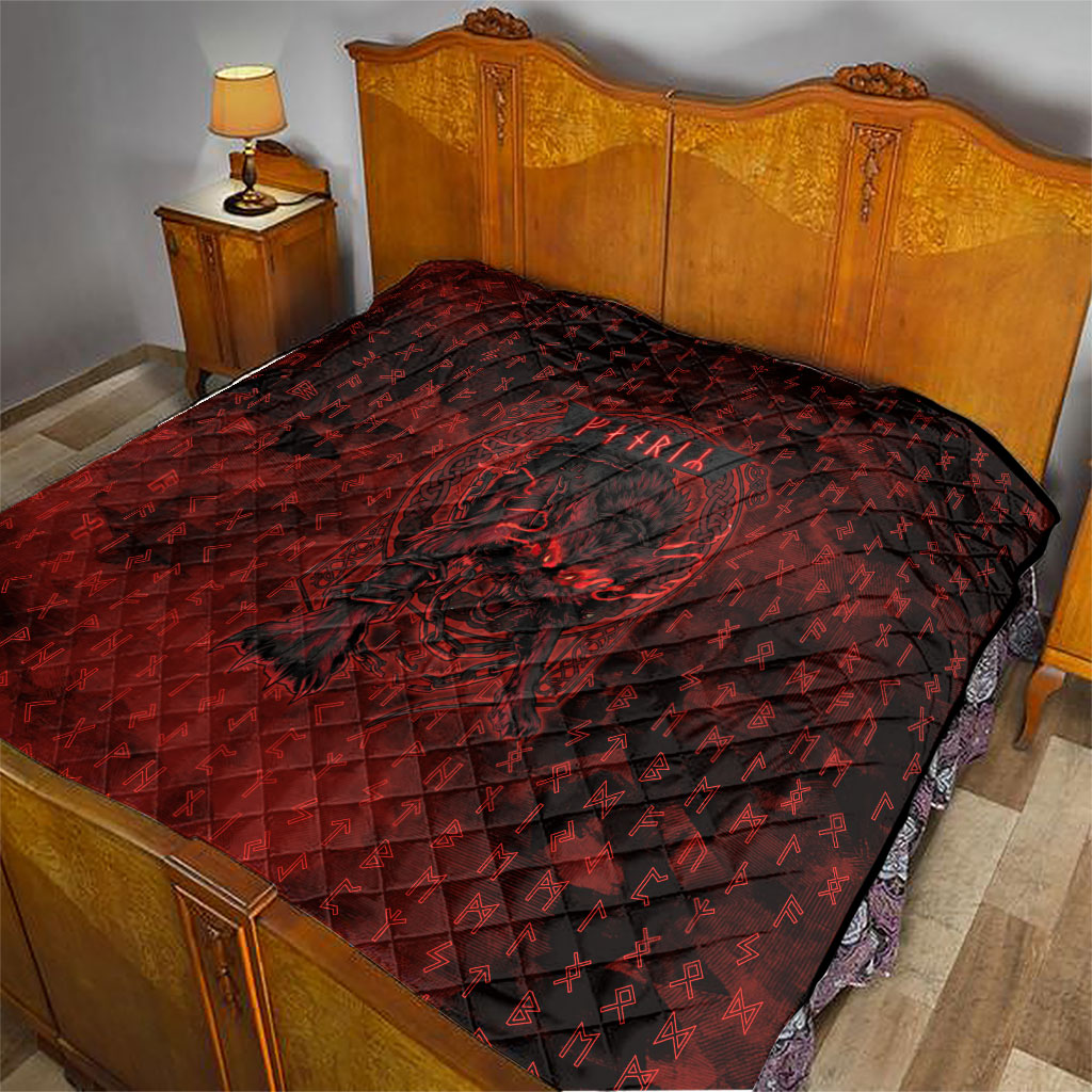 Fenrir Norse Wolf Quilt Viking Runic Celtic Knot Dark Art