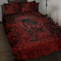 Fenrir Norse Wolf Quilt Bed Set Viking Runic Celtic Knot Dark Art