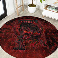Fenrir Norse Wolf Round Carpet Viking Runic Celtic Knot Dark Art