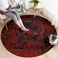Fenrir Norse Wolf Round Carpet Viking Runic Celtic Knot Dark Art