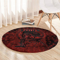Fenrir Norse Wolf Round Carpet Viking Runic Celtic Knot Dark Art