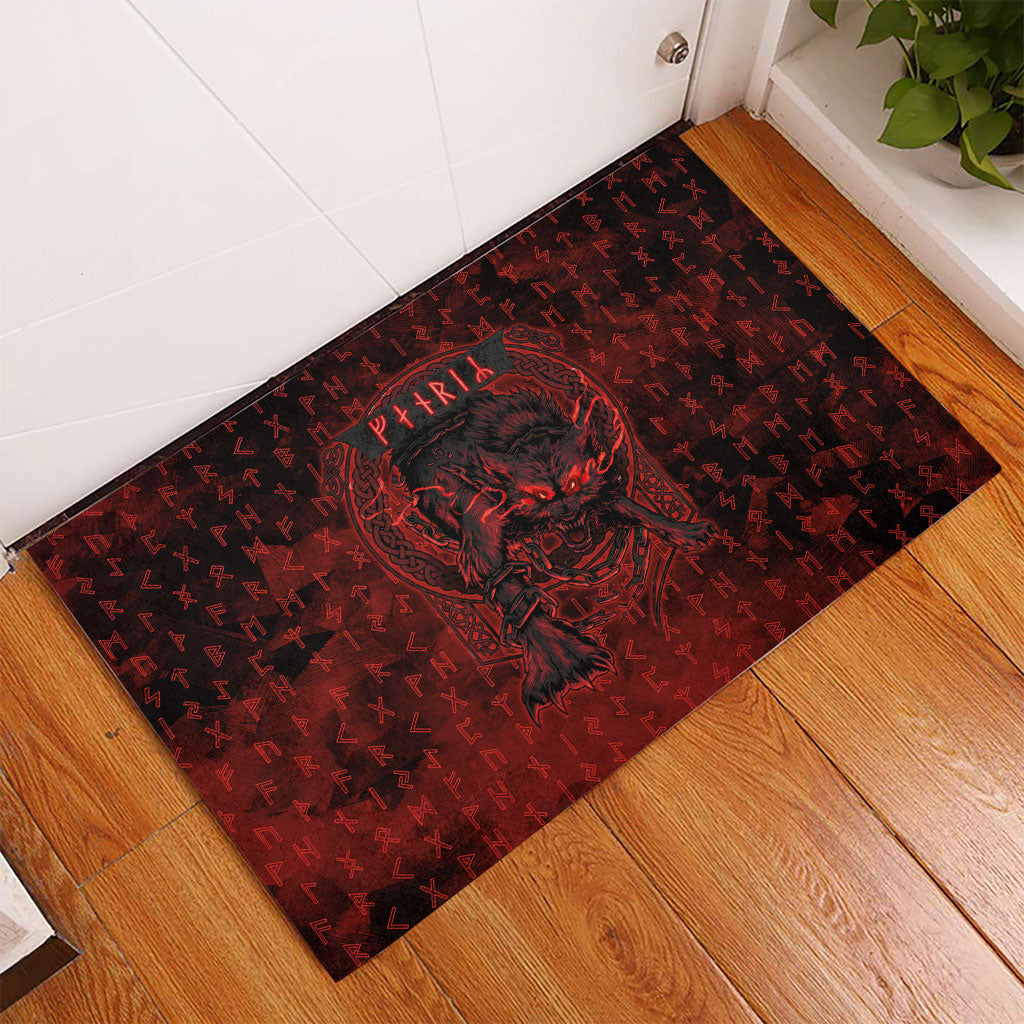 Fenrir Norse Wolf Rubber Doormat Viking Runic Celtic Knot Dark Art