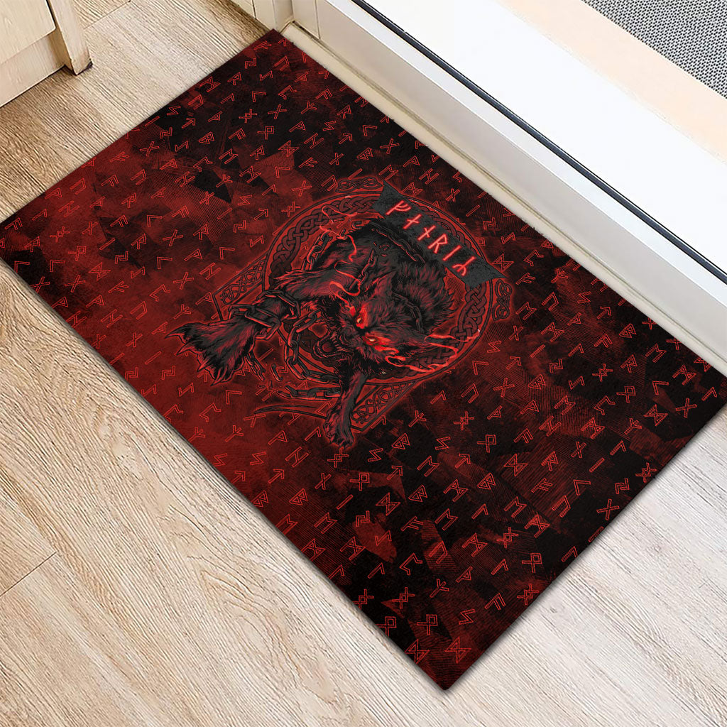 Fenrir Norse Wolf Rubber Doormat Viking Runic Celtic Knot Dark Art