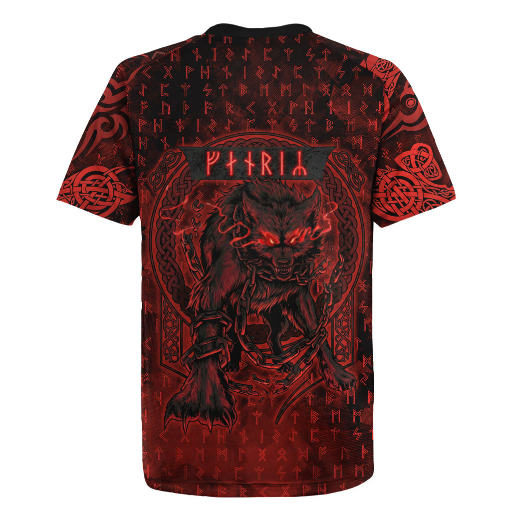 Fenrir Norse Wolf Rugby Jersey Viking Runic Celtic Knot Dark Art