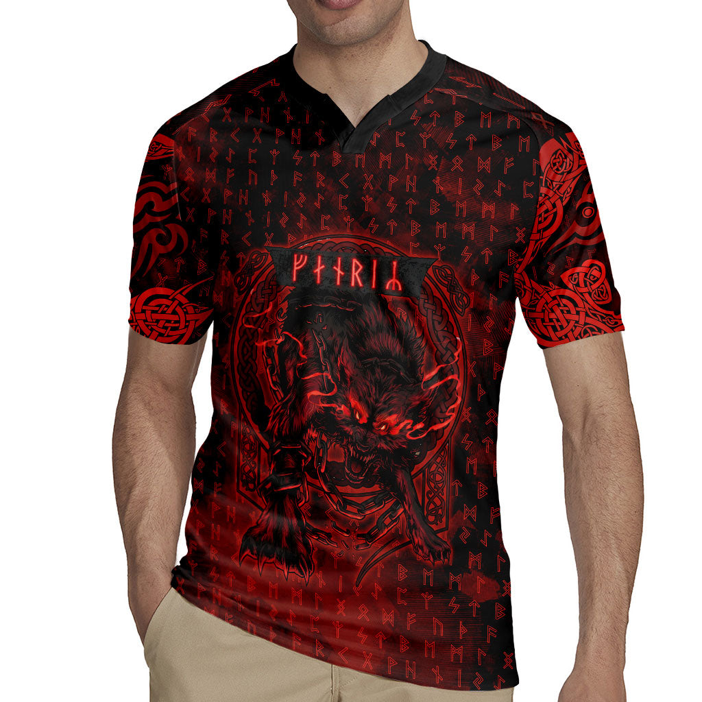 Fenrir Norse Wolf Rugby Jersey Viking Runic Celtic Knot Dark Art
