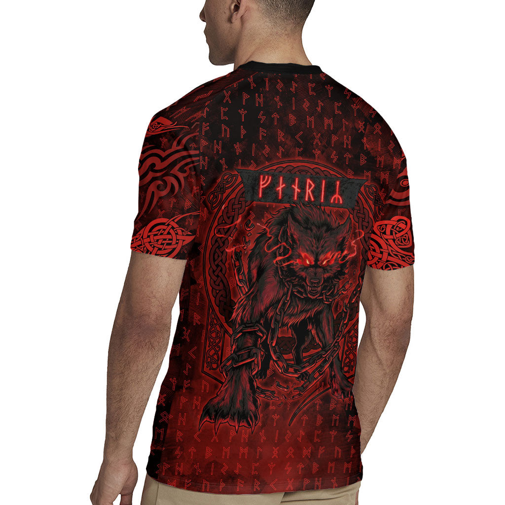 Fenrir Norse Wolf Rugby Jersey Viking Runic Celtic Knot Dark Art