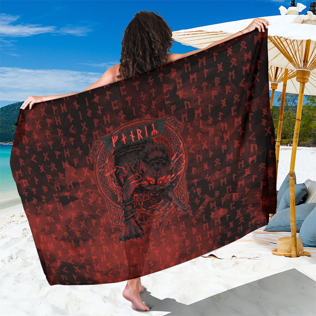 Fenrir Norse Wolf Sarong Viking Runic Celtic Knot Dark Art
