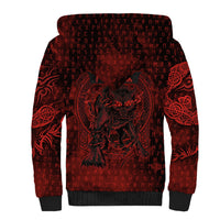 Fenrir Norse Wolf Sherpa Hoodie Viking Runic Celtic Knot Dark Art