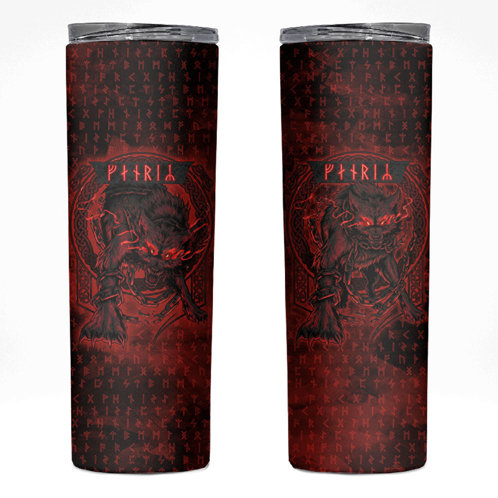 Fenrir Norse Wolf Skinny Tumbler Viking Runic Celtic Knot Dark Art