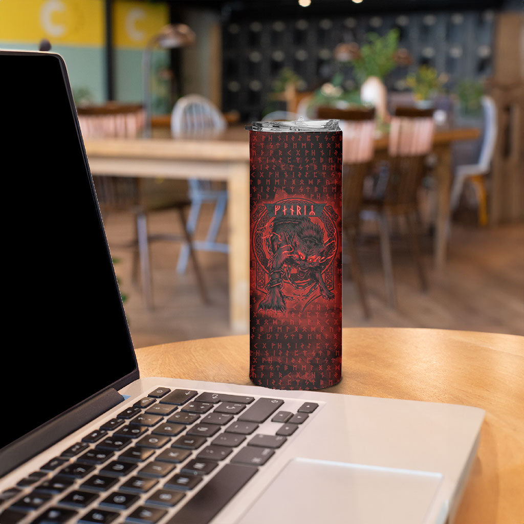 Fenrir Norse Wolf Skinny Tumbler Viking Runic Celtic Knot Dark Art