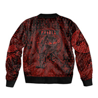Fenrir Norse Wolf Sleeve Zip Bomber Jacket Viking Runic Celtic Knot Dark Art