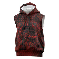 Fenrir Norse Wolf Sleeveless Hoodie Viking Runic Celtic Knot Dark Art