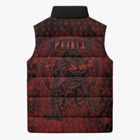 Fenrir Norse Wolf Sleeveless Puffer Jacket Viking Runic Celtic Knot Dark Art