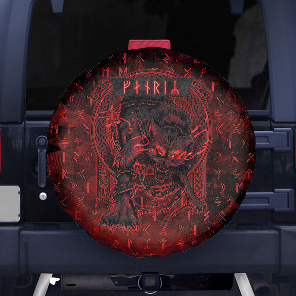 Fenrir Norse Wolf Spare Tire Cover Viking Runic Celtic Knot Dark Art
