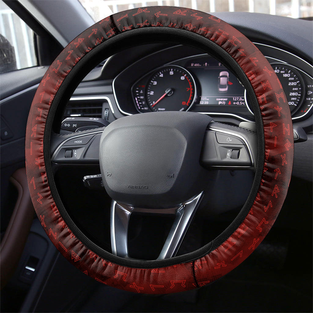 Fenrir Norse Wolf Steering Wheel Cover Viking Runic Celtic Knot Dark Art