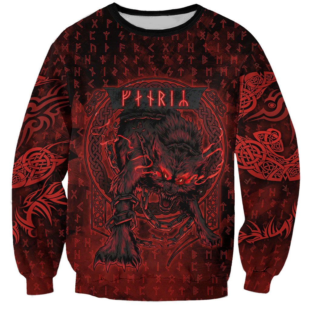 Fenrir Norse Wolf Sweatshirt Viking Runic Celtic Knot Dark Art