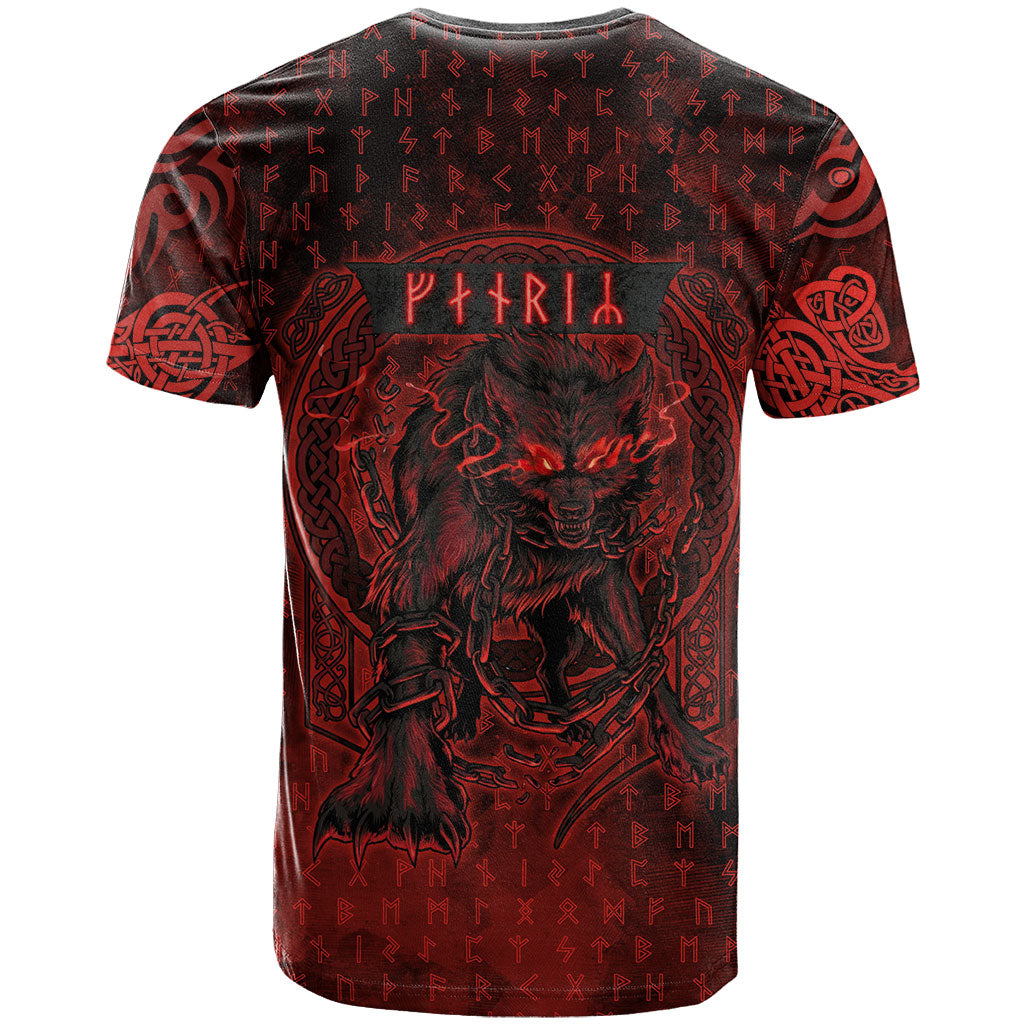 Fenrir Norse Wolf T Shirt Viking Runic Celtic Knot Dark Art