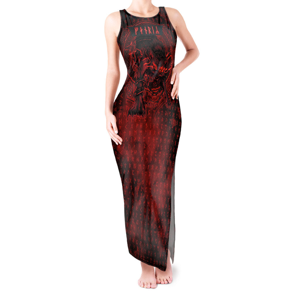 Fenrir Norse Wolf Tank Maxi Dress Viking Runic Celtic Knot Dark Art