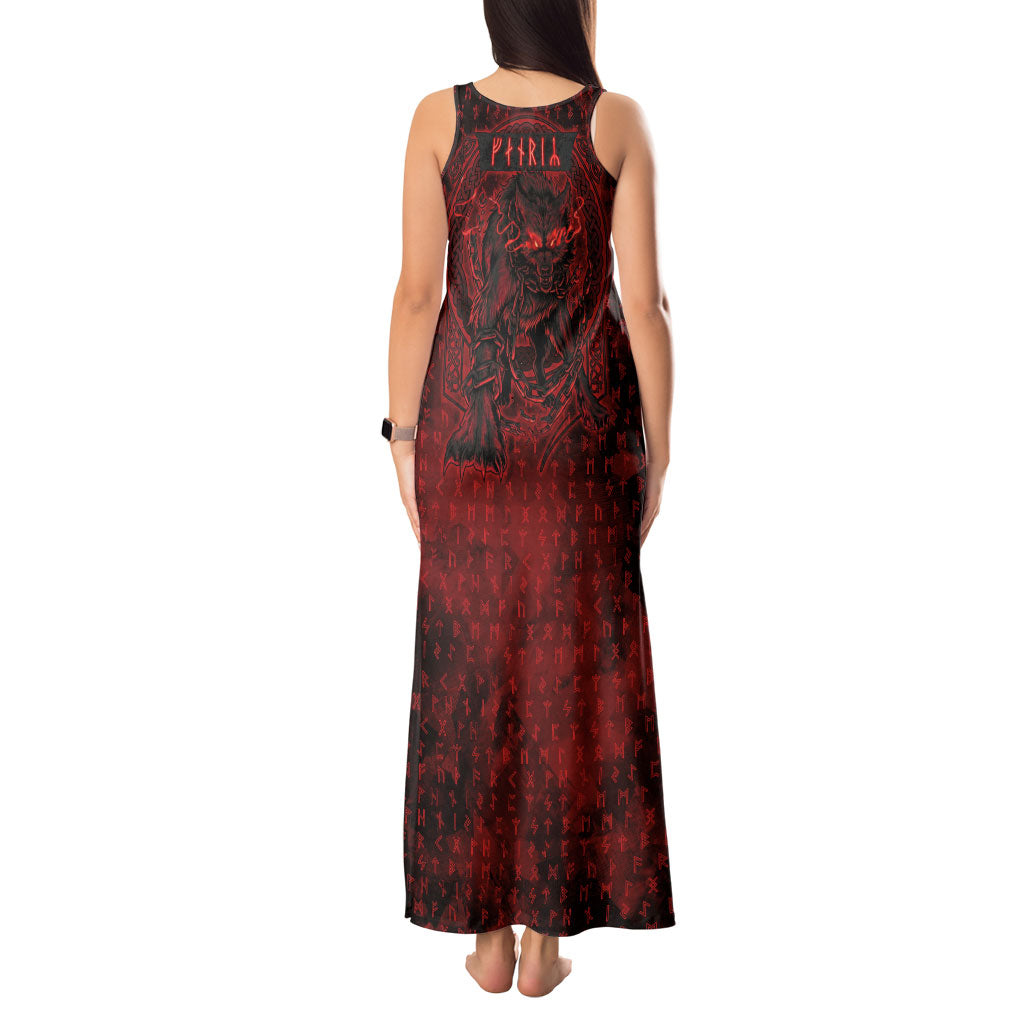 Fenrir Norse Wolf Tank Maxi Dress Viking Runic Celtic Knot Dark Art