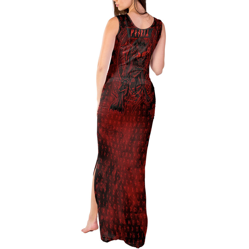 Fenrir Norse Wolf Tank Maxi Dress Viking Runic Celtic Knot Dark Art