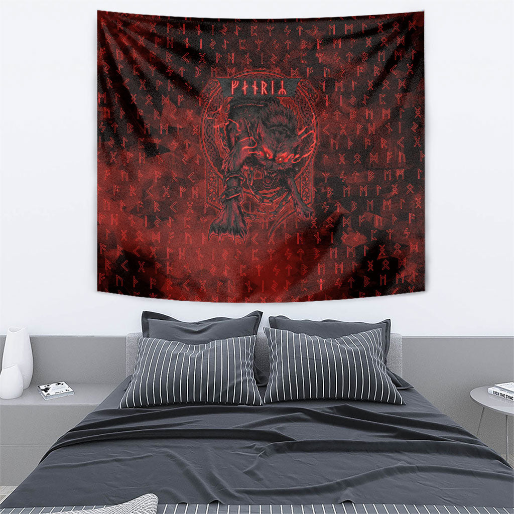 Fenrir Norse Wolf Tapestry Viking Runic Celtic Knot Dark Art